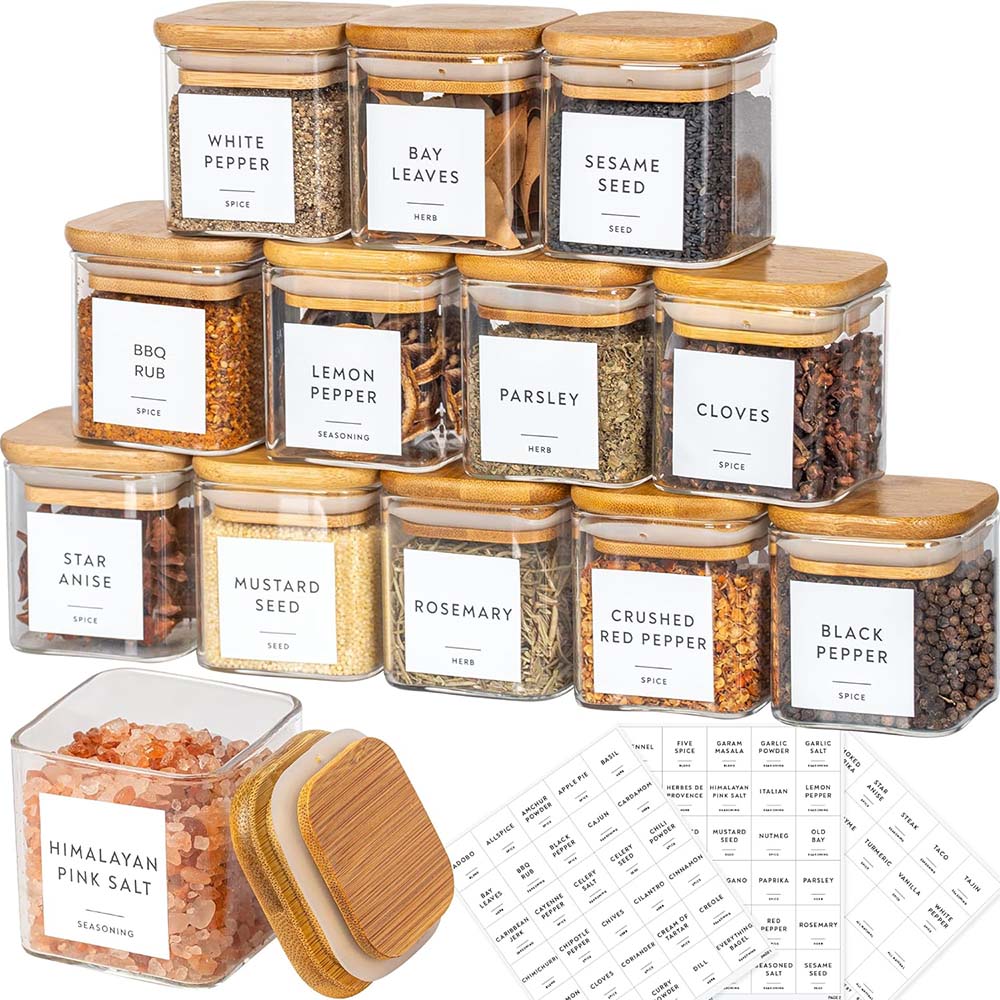 Spice Jar Labels - مجموعة برطمانات زجاجية مزودة بملصقات توابل