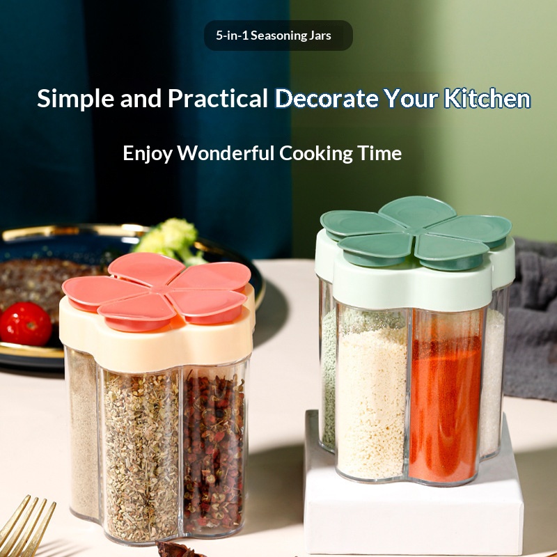 Spice Jar Labels - وعاء توابل قابل للطي بخمسة أقسام،