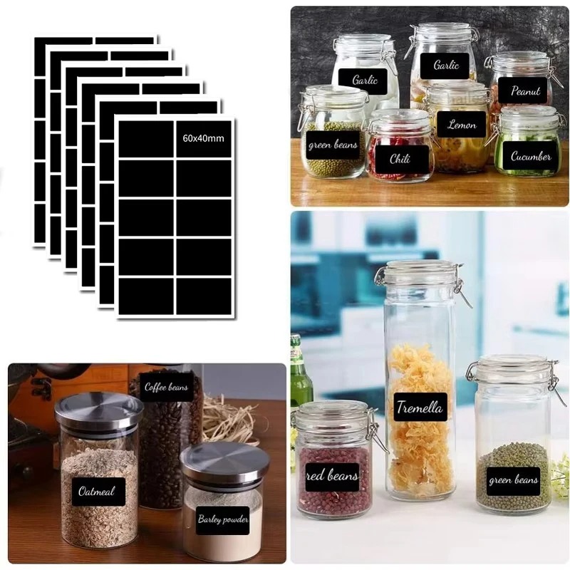 Spice Jar Labels - 40-120 قطعة ملصقات سبورة مقاومة للماء