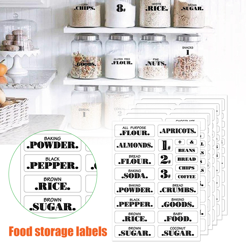 Spice Jar Labels - 132 قطعة ملصقات المطبخ الغذاء مقاوم