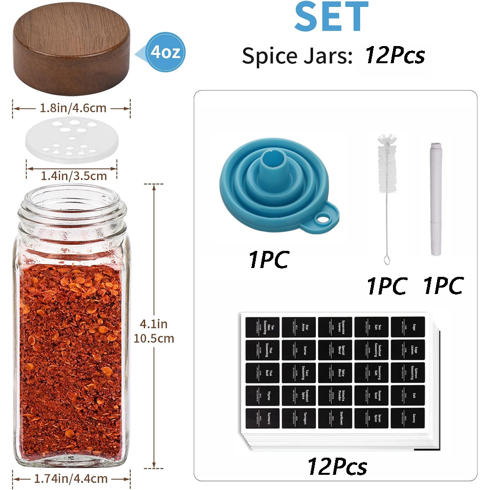 12 قطعة برطمانات توابل زجاجية  - مراجعة Spice Jar Labels وسعره