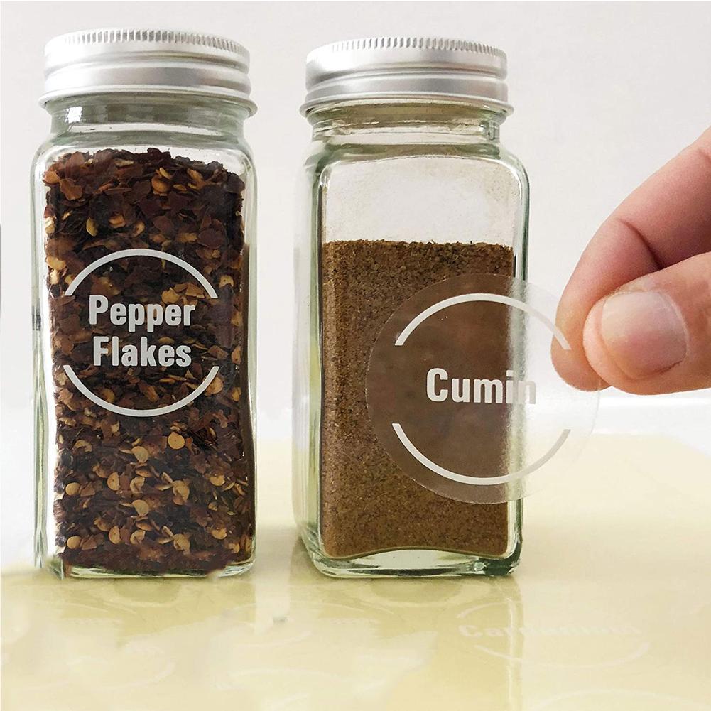 مجموعة من 144 ملصق شفاف لتنظيم - مراجعة Spice Jar Labels وسعره