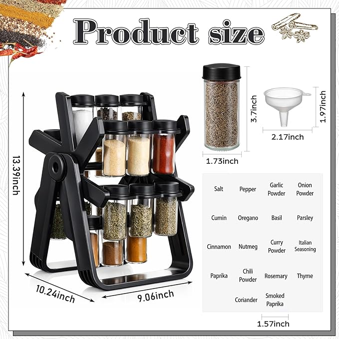 منظم توابل دوار على شكل عجلة ف - مراجعة Spice Jar Labels وسعره