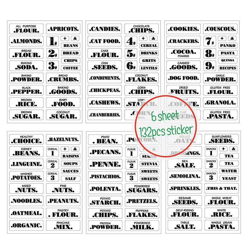 132 قطعة ملصقات المطبخ الغذاء  - مراجعة Spice Jar Labels وسعره
